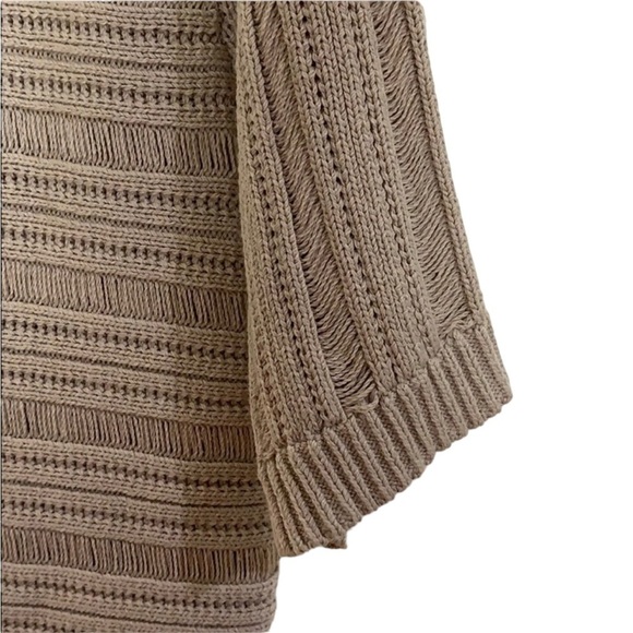 - CARLISLE Tan Cropped Silk & Cotton Blend Knit Cardigan Short Sleeve - Picture 6 of 6